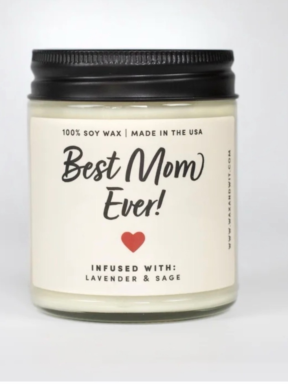Best Mom Ever! Lavender & Sage Soy Candle — Cream with Black Lid